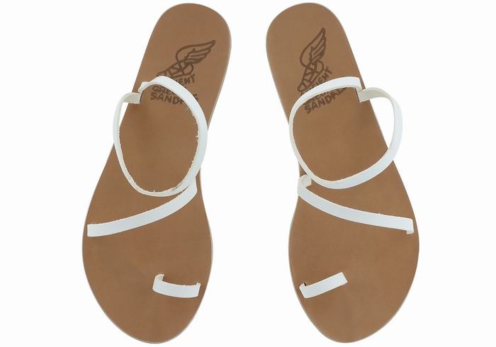 White Women Ancient Greek Sandals Apli Eleftheria Leather Toe-Post Sandals | BBS995OE