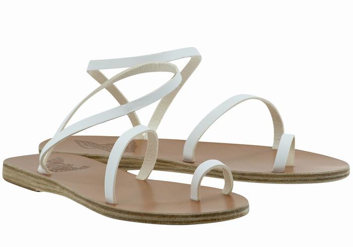 White Women Ancient Greek Sandals Apli Eleftheria Leather Toe-Post Sandals | BBS995OE