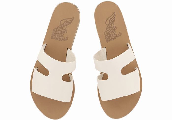 White Women Ancient Greek Sandals Apteros Slide Sandals | IOE8630EW