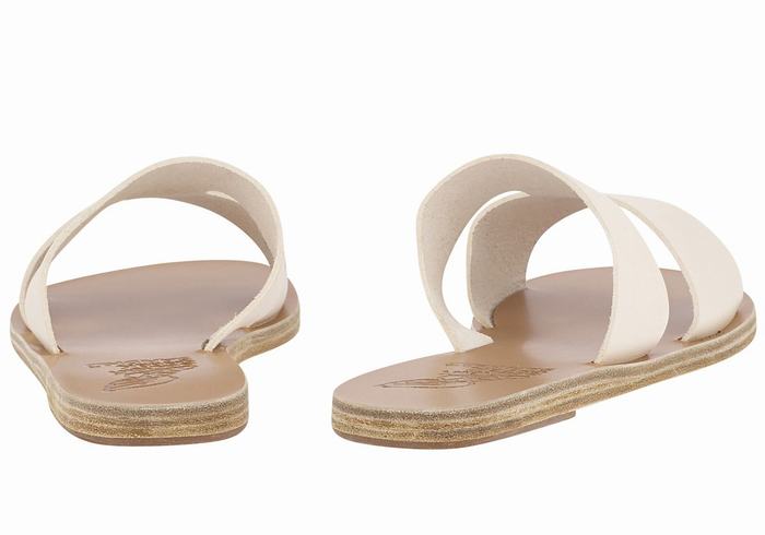 White Women Ancient Greek Sandals Apteros Slide Sandals | IOE8630EW