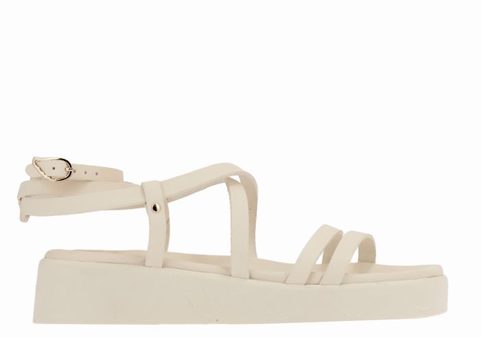 White Women Ancient Greek Sandals Aristea Leather Platform Sandals | VKO1723NT