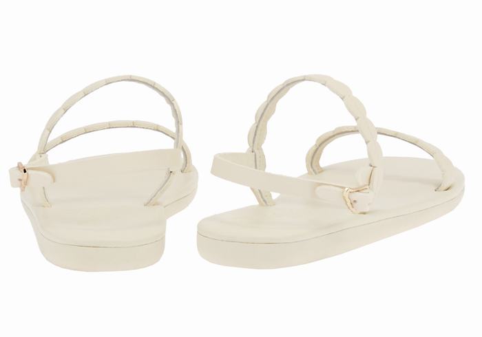 White Women Ancient Greek Sandals Aroula Back-Strap Sandals | VEE1413AS