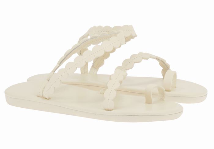 White Women Ancient Greek Sandals Aura Toe-Post Sandals | KHH262FN