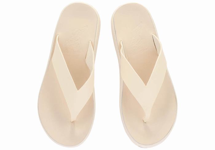 White Women Ancient Greek Sandals Charys Comfort Flip Flops | WML66PU