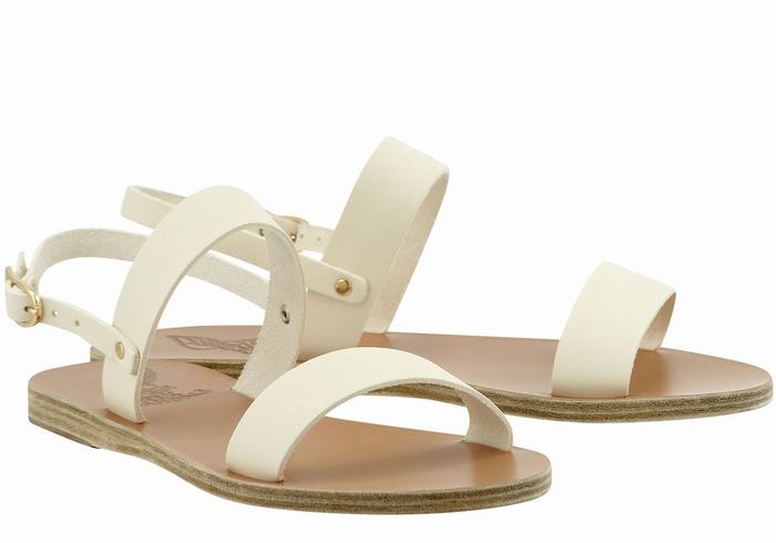 White Women Ancient Greek Sandals Clio Back-Strap Sandals | WQW10061HG