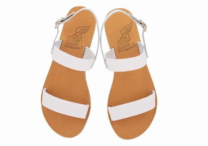 White Women Ancient Greek Sandals Clio Back-Strap Sandals | QEH6588JV