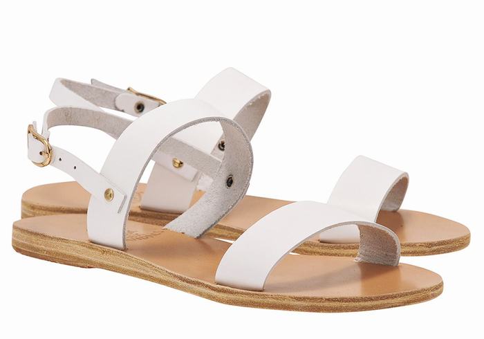 White Women Ancient Greek Sandals Clio Back-Strap Sandals | QEH6588JV