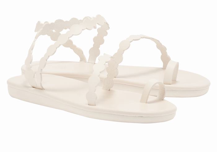 White Women Ancient Greek Sandals Cronos Toe-Post Sandals | LUL9578HW