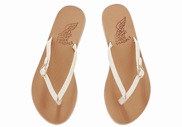 White Women Ancient Greek Sandals Dihalo Leather Flip Flops | KQN9789SC