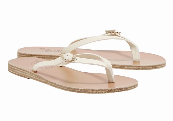 White Women Ancient Greek Sandals Dihalo Leather Flip Flops | KQN9789SC