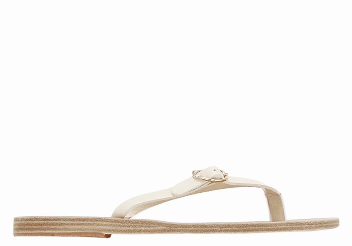 White Women Ancient Greek Sandals Dihalo Leather Flip Flops | KQN9789SC