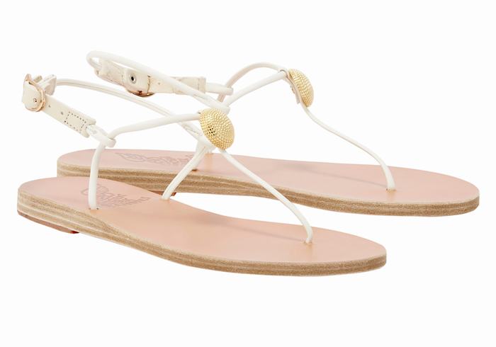 White Women Ancient Greek Sandals Dimitra Flip Flop Back-Strap Sandals | MWQ4379HA