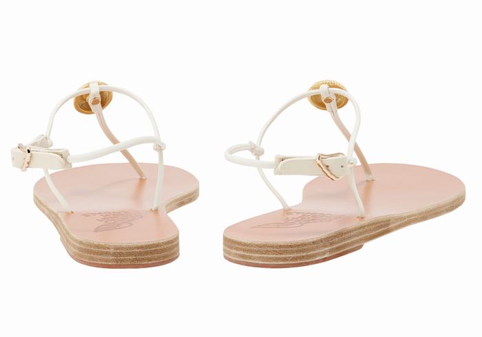 White Women Ancient Greek Sandals Dimitra Flip Flop Back-Strap Sandals | MWQ4379HA