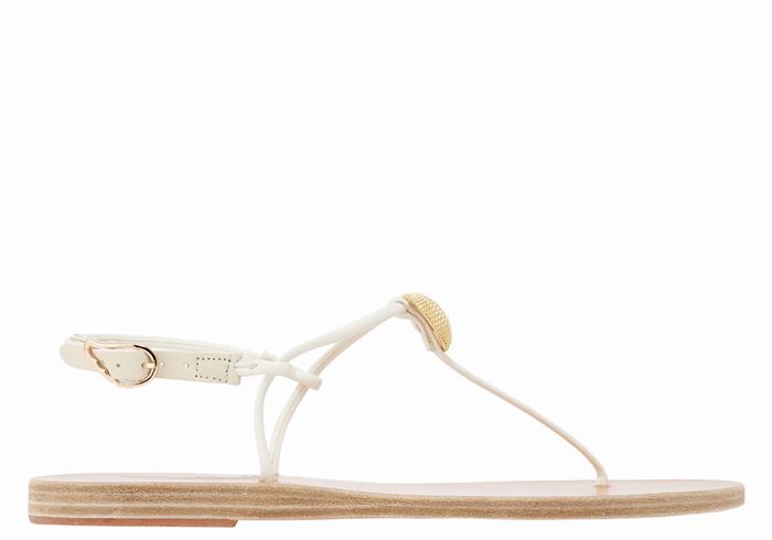 White Women Ancient Greek Sandals Dimitra Flip Flop Back-Strap Sandals | MWQ4379HA