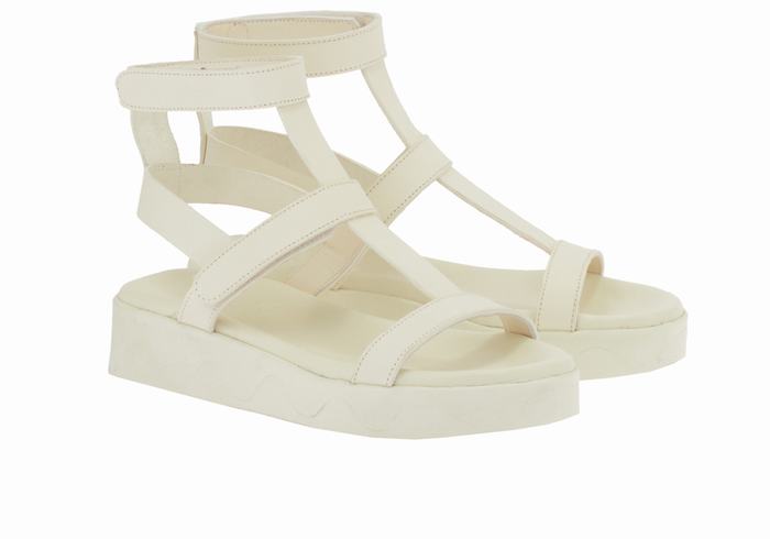 White Women Ancient Greek Sandals Efrosini Leather Platform Sandals | CRG7898LQ