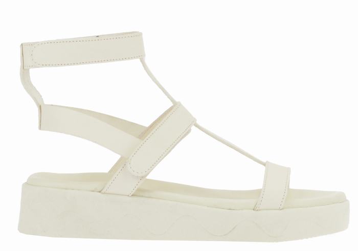 White Women Ancient Greek Sandals Efrosini Leather Platform Sandals | CRG7898LQ