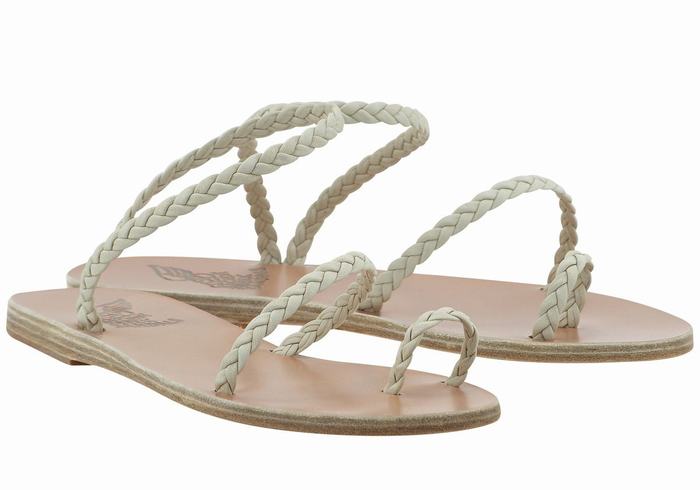 White Women Ancient Greek Sandals Eleftheria Leather Braided Sandals | VWW4050UH