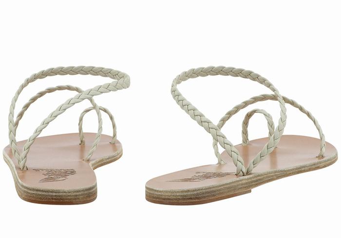 White Women Ancient Greek Sandals Eleftheria Leather Braided Sandals | VWW4050UH