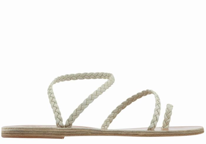 White Women Ancient Greek Sandals Eleftheria Leather Braided Sandals | VWW4050UH