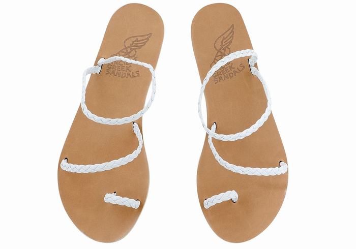 White Women Ancient Greek Sandals Eleftheria Leather Braided Sandals | TAA9826RK