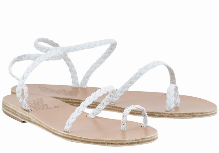 White Women Ancient Greek Sandals Eleftheria Leather Braided Sandals | TAA9826RK