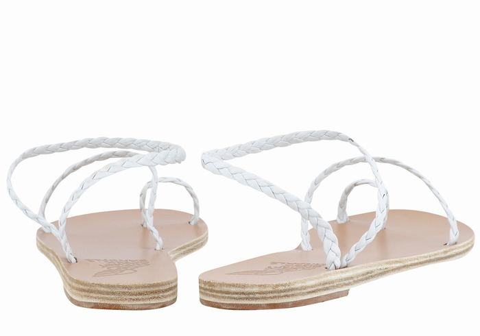 White Women Ancient Greek Sandals Eleftheria Leather Braided Sandals | TAA9826RK