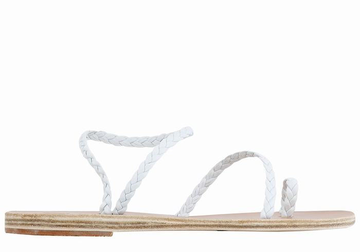 White Women Ancient Greek Sandals Eleftheria Leather Braided Sandals | TAA9826RK