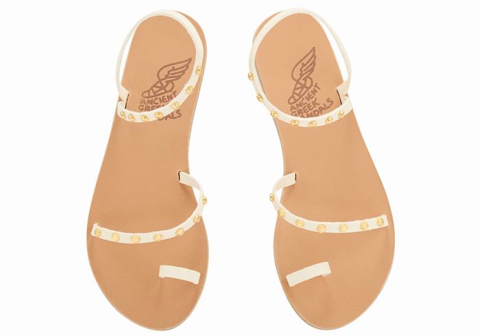 White Women Ancient Greek Sandals Eleftheria Bee Toe-Post Sandals | ADX8773YW