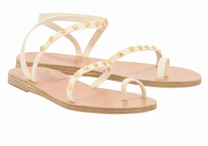 White Women Ancient Greek Sandals Eleftheria Bee Toe-Post Sandals | ADX8773YW