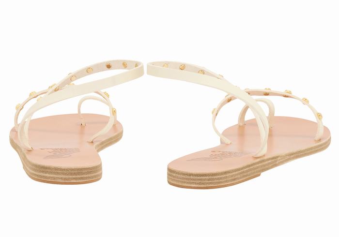 White Women Ancient Greek Sandals Eleftheria Bee Toe-Post Sandals | ADX8773YW