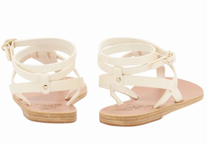 White Women Ancient Greek Sandals Estia Leather Ankle Strap Sandals | XHI9967PE