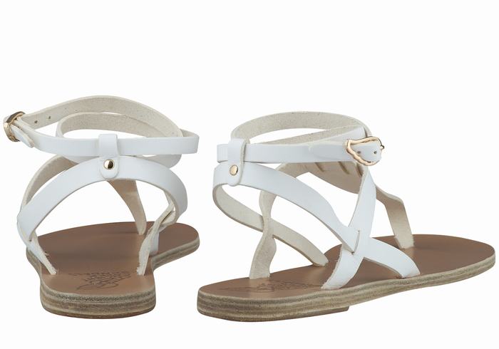 White Women Ancient Greek Sandals Estia Leather Ankle Strap Sandals | VZA461XQ