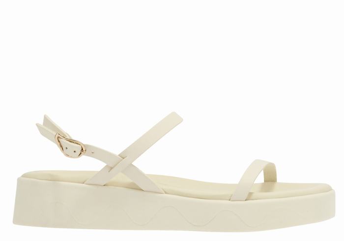 White Women Ancient Greek Sandals Evriali Leather Platform Sandals | RYT2292DX