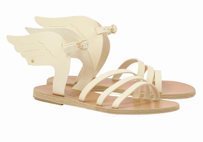 White Women Ancient Greek Sandals Ikaria Leather Ankle Strap Sandals | VTY9270FH