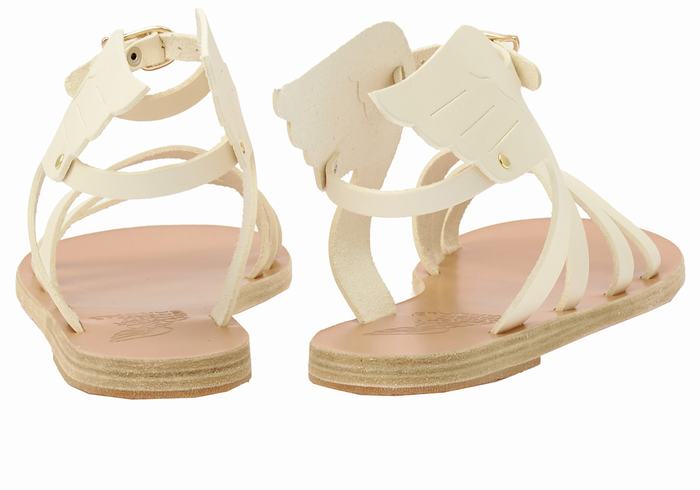 White Women Ancient Greek Sandals Ikaria Leather Ankle Strap Sandals | VTY9270FH