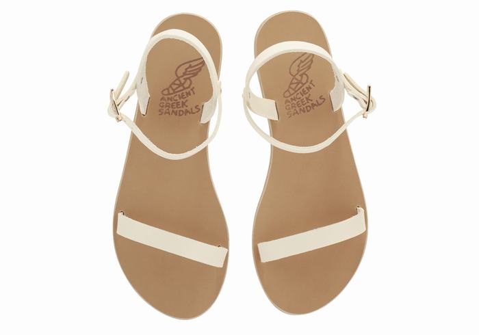 White Women Ancient Greek Sandals Irida Leather Back-Strap Sandals | ZVX9945LW