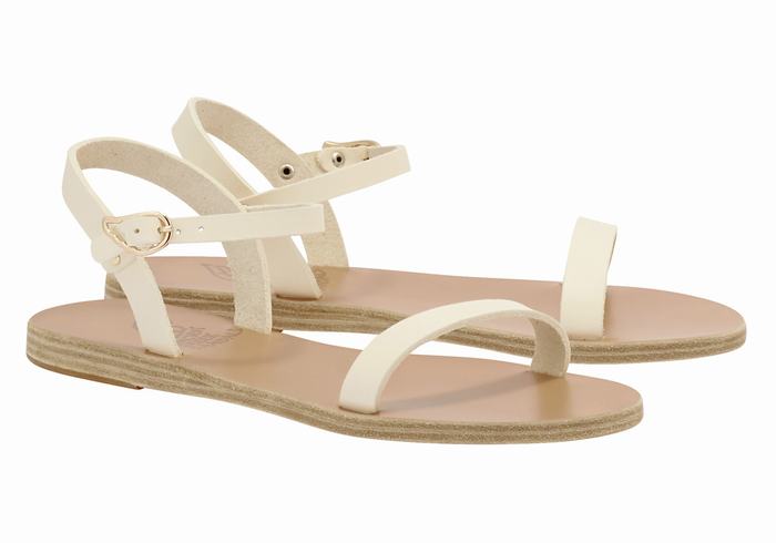 White Women Ancient Greek Sandals Irida Leather Back-Strap Sandals | ZVX9945LW