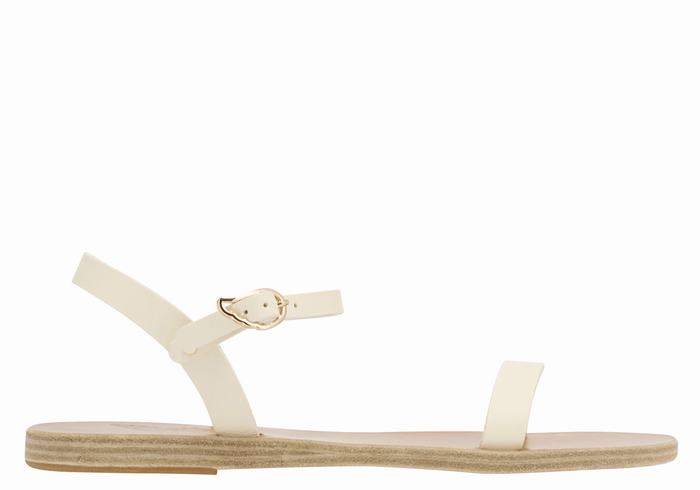 White Women Ancient Greek Sandals Irida Leather Back-Strap Sandals | ZVX9945LW