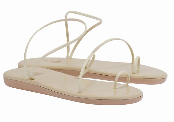 White Women Ancient Greek Sandals Kansiz Toe-Post Sandals | HNU687DU