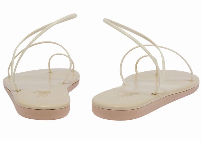 White Women Ancient Greek Sandals Kansiz Toe-Post Sandals | HNU687DU