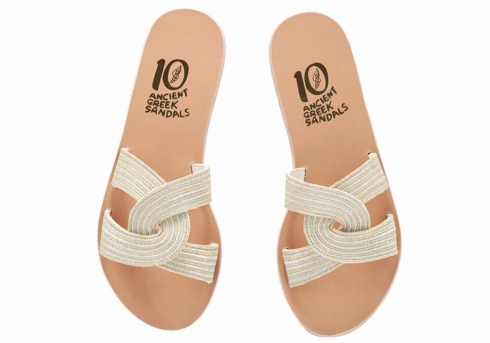 White Women Ancient Greek Sandals Kore Of Berlin Slide Sandals | ETN7033YW