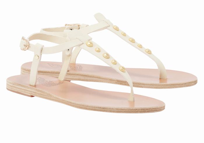 White Women Ancient Greek Sandals Lito Bee Back-Strap Sandals | YVQ1272HE