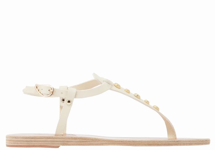 White Women Ancient Greek Sandals Lito Bee Back-Strap Sandals | YVQ1272HE