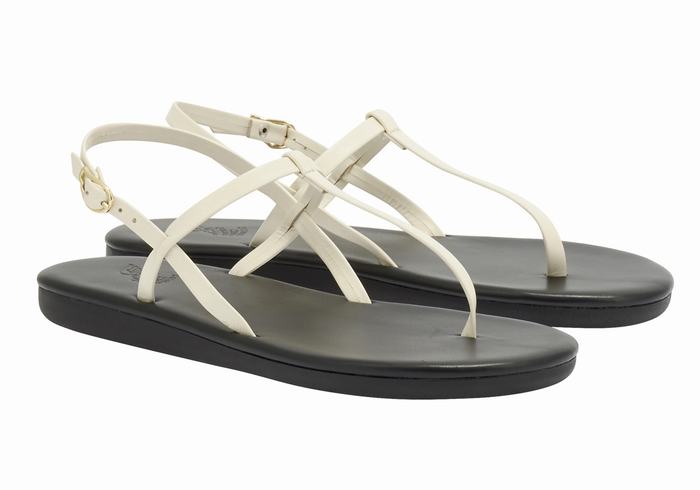 White Women Ancient Greek Sandals Lito Flip Flop Back-Strap Sandals | DDM7489TA