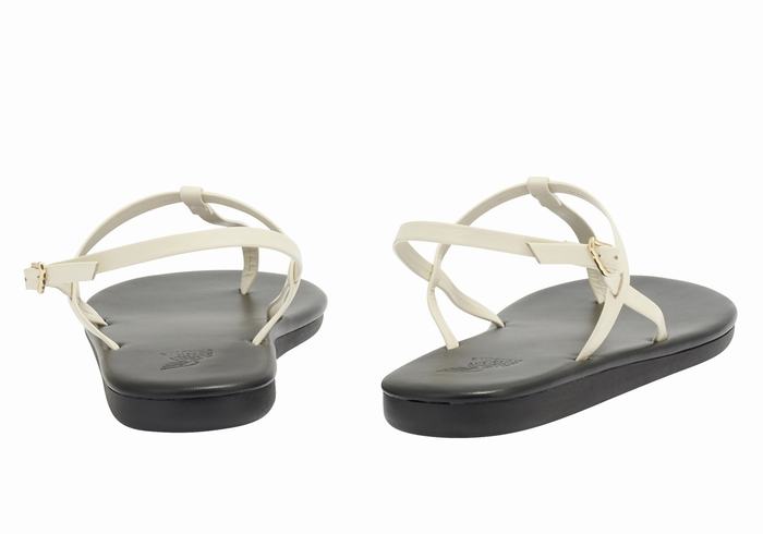 White Women Ancient Greek Sandals Lito Flip Flop Back-Strap Sandals | DDM7489TA