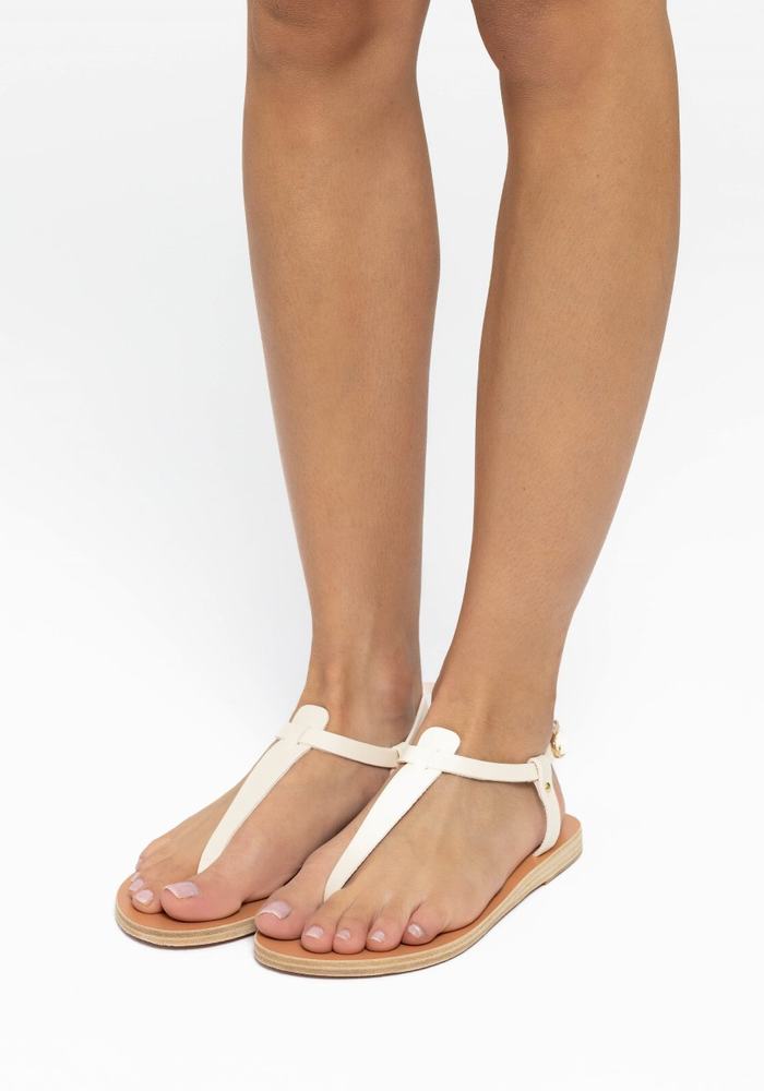 White Women Ancient Greek Sandals Lito Flip Flop Leather Back-Strap Sandals | OLO7083QR