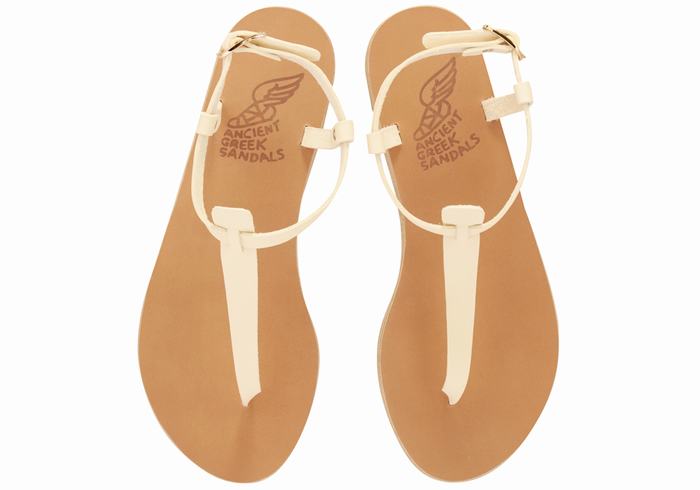 White Women Ancient Greek Sandals Lito Flip Flop Leather Back-Strap Sandals | OLO7083QR