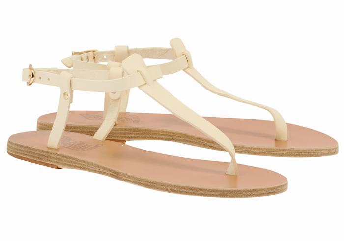 White Women Ancient Greek Sandals Lito Flip Flop Leather Back-Strap Sandals | OLO7083QR