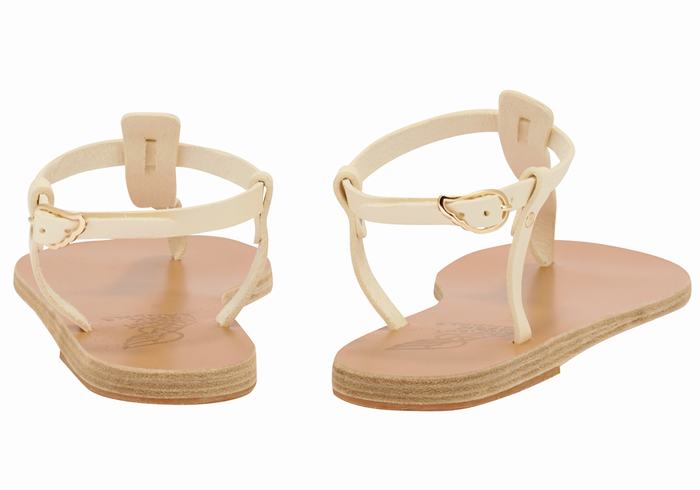 White Women Ancient Greek Sandals Lito Flip Flop Leather Back-Strap Sandals | OLO7083QR