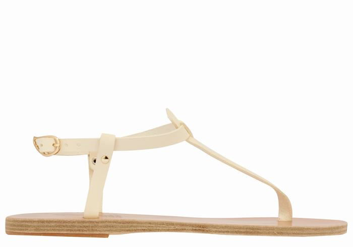 White Women Ancient Greek Sandals Lito Flip Flop Leather Back-Strap Sandals | OLO7083QR